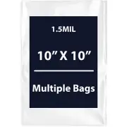 1.5Mil 10" X 10" | LDPE Clear Flat Poly Bags, Flexible & Durable | Multiple Bags