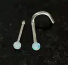 2 Pc White Opal 2mm Ball 316L Surgical Steel Nose Bone Screw Ring 20G