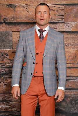 NWT 40R MENS CHARCOAL 2 BUTTON 3PC COMPOSE SUIT DB VEST,MODERN FIT, 2 SIDE VENT