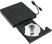 External DVD Drive for Laptop, USB 3.0 Type C DVD Player High Speed for Win for for Linux for OS X, Desktop External Disk Drive Low Noise with Storage Slot, DVD