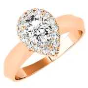 1.10CTW Lab-Grown Diamond 18K Gold Rose Pear-Shaped Engagement Ring
