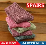 5Pairs Winter Thick Warm Nordic Wool Blend Socks Knitted Thermal Crew Socks