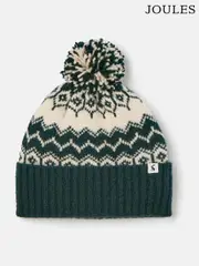 Joules Walcott Dark Green Fairisle Pattern Bobble Hat (Q89302) | $51