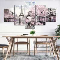 在飛比找樂天市場購物網優惠-實木框畫 北歐風格 巴黎街景 唯美風景 埃菲爾鐵塔 彩繪油畫