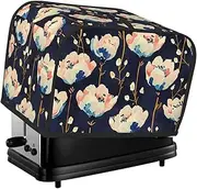 Navy Floral Print 2 Slice Toaster Cover Fingerprint Bread Maker Protectors,Kitchen Small Appliance Dust Cover