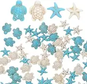 SEWACC Sea Turtle Star Beads, 1 Set Synthetic Turtle Spacer Beads Turquoise Bead Charms Loose Bead Ocean Animal Pendants for DIY Bracelets Necklaces Jewelry Making Supplies
