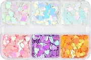 Nail Glitter Sequins | 6 Colors Heart Nail Crafts Glitter Sequins | Confetti Manicure Art Japanese Acrylic Crafts Decals for Wedding Festival Valentine's Day