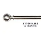Metal Curtain Rod Pole Rail Finial Set Extendable 28mm Contains Brackets&Finials