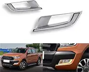 2Pcs Front Fog Lamp Frame Assembly With LED DRL Daytime Running Light Turn Signal Indicator Compatible For Ford Ranger 2015 2016(Type A)