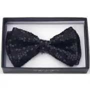 New Unisex BLACK Sequin Tuxedo Dress Bowtie BOW TIE