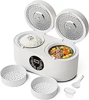Advwin Electric Rice Cooker, 800W Multi-Function Cooker with Steam Trays, Keep Warm & Timer Settings Slow Cooker – Ideal for Rice, Soup, Stew, and More
