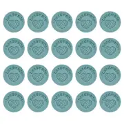 30Pcs Microfiber Handmade Leather Label Sewing Embossed Crochet Tags Lake Blue