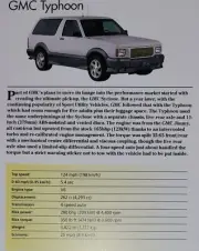 GMC Typhoon Picture Out of Print Spec Article Sheet Wall Art Decor