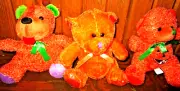 3 NEW Orange TOYY Plush 7" HALLOWEEN Tongue Spider Webs Pumpkin Face TEDDY BEARS