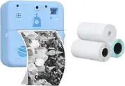 Pocket P Pr Wirel Thermal Label Pr 1080P Instant Print Camera Compat with iOS Android Phone Built-in Battery with 3 Rolls Pr Paper for Travel List Study Note Work Blue One Size