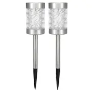 2Pcs Solar Power Outdoor Path Light Spot Lamp Yard Garden Lawn Landscape Lamps White