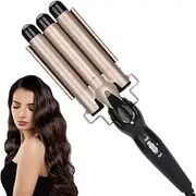 25mm Curling Iron, Hair Curler 3 Barrel, 190-210°C Adjustable Temperature. Ceramic Curling Iron, For Beach Wave Mermaid Curlers