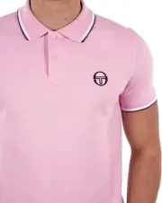 Sergio Tacchini Men's Tipped Polo Shirt Pink - Pique Cotton, Smart Casual