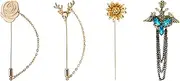 [Knighthood] Set of 4 Metal Lapel Pin Brooch for Mens Suit (Multicolor) (COMB-16-12)