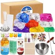 Jelly Candle Making Kit,9pcs Gel Wax -7 Colors Candle Making kit，Includes Wax Wicks Wick Stickers，Wooden Wick Holders and More，DIY Starter Candle Making Kit 2.8LB/45oz