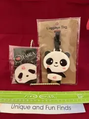 Two Panda Bear Luggage Tag Silicone Bright Colorful and Fun. ata Brand See Pics