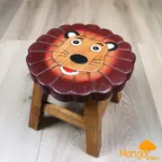 Kids Wooden Stool Lion MANGO TREES Children Chair Toldder Step Stool