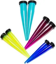 [BodyJewelryOnline] 8-Piece Multi-Color Taper Stretcher Kit - 4Ga, 2Ga, 0Ga, 00Ga - 4 Pairs With O-Rings Included