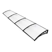 Instahut Window Awning Door Canopy 1m x 4m Transparent Sheet Black Plastic Frame