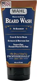 Wahl Beard Wash & Face Exfoliator with Essential Oils for Moisturizing Skin & Beard Hair – Manuka Oil, Meadowfoam Seed Oil, Clove Oil, Moringa Oil – 6 Oz