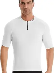 [Wulibike] Cycling Jersey Men Short Sleeve, Road Bike Jerseys Half Zipper with Pockets, Bicycle Clothing Breathable Quick Dry