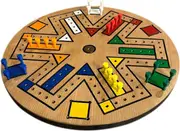 Fast Track Board Game Wooden Aggravation Game Board with 6 Colors 24 Chess Pieces Portable Board Game for Kids Adults Family Friends ST-4