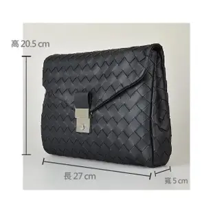 【BOTTEGA VENETA 寶緹嘉】BV BOTTEGA VENETA小編織設計LOGO小羊皮翻蓋釦式手拿包(黑)