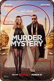 Murder Mystery 2 Adam Sandler Jennifer Aniston Movie Vintage Metal Signs Collection Rustic Décor for Home & Office 12x8 inches
