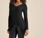 Venus Collection Fringe Detail Black Tunic Top M