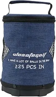 Golf Ball Bag, Large Capacity Cylinder Golf Ball Bag with Zipper, Portable Foldable Storage Pouches, Lightweight Golf Sack for Golf Ball, Pingpong