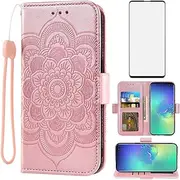 [Asuwish] Compatible with Samsung Galaxy S10 Plus Wallet Case and Tempered Glass Screen Protector Flip Card Holder Cell Phone Cover for Glaxay S10+ Galaxies S10plus 10S Edge S 10 10plus Cases Rose Gold