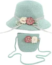 [DEARMAMY] Summer Boys and Girls Set Wide Brim Sun Block Hat Bag Foldable Sun Protection Hat for Outdoor Activities Green