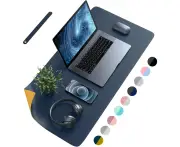 Desk Pad Desk Protector Mat - Dual Side PU Leather Desk Mat Large Mouse Pad, Writing Mat Waterproof Desk Cover Organizers