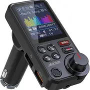FM Bluetooth Transmitter for Car, Microphone Bluetooth Car Adapter with Color Screen for Hands-Free Calls, Treble and Bass Sound Music Player