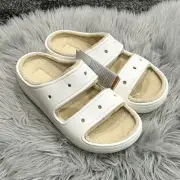 Crocs Women Classic Cozzzy Sandal White/Shitake Size Mens7/Womens 9