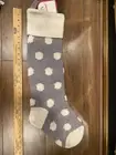 RARE Pottery Barn FAIR ISLE GREY POLKA DOT Christmas Stocking no monogram ever