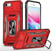 Ylzhe for i Phone 7 Case/Case iPhone 8, 360° Rotatable Ring Magnetic Kickstand, Heavy Duty Shockproof Protective Case for iPhone 7 Phone Case iPhone 8 Red