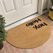 PCSWEET HOME Front Door Mat Outside Entrance, Non-Slip Low Pile Outdoor Doormat Faux Coconut Coir Half Round Heavy Duty Outdoor Mats for Front Door Back Door 17”X29” (Brown, 45cm x 75cm)