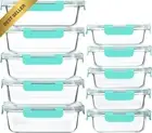 10PK Glass Meal Prep Containers Snap Locking Lids Airtight Green