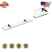 Elegant Black Floating Glass Shelf 10" x 33" – Contemporary Home Storage