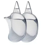 Hanging Laundry Hamper 2 Pack Mesh Laundry Basket Foldable Hamper Collapsible...