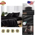 Premium 600 Thread Count Satin King Size Sheets Set - 4 Pcs in Elegant Black