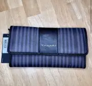 Tahari Black Stripe Tri-Fold Snap Wallet