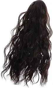 IWOWHERO Clip Ponytail Wig Human Hair Extension Curly Wavy Ponytail Extension for Women Easy to Use Natural Look Event Design Hair Accessory