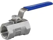 3-Way Ball Valve Stainless， 1pcs Stainless Steel 1/4" 3/8" 1/2" 3/4" 1" 1-1/4" 1-1/2" Female Thread Valves, SS304 2P Full Port Ball Valve with Vinyl Handle(2 Inch)